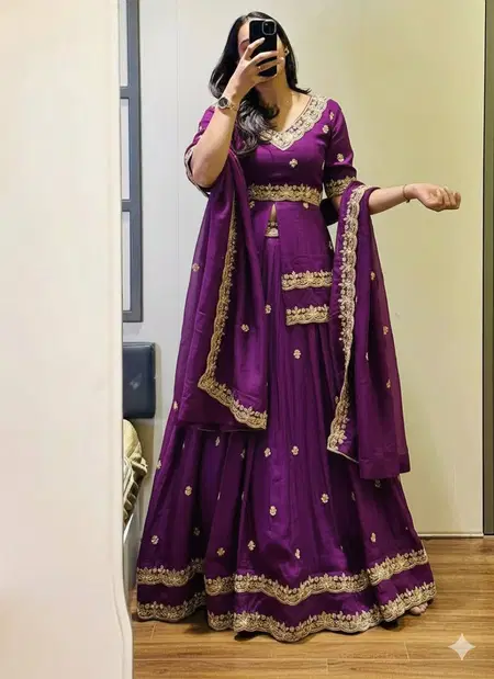 Pc 552 Chinon Silk Sequence Work Designer Lehenga Choli Wholesalers In Delhi
